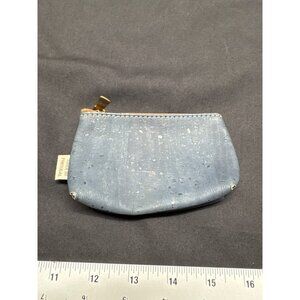 Small Navy Blue Cork Coin Purse Made In Portugal With Zipper Closure